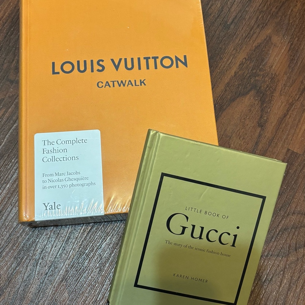 Gucci and Louis Vuitton hardback books set.